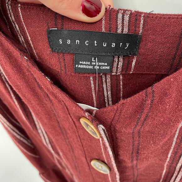 SANCTUARY Evereve NWT Sedona Maroon Striped Jumpsuit // L - Picture 6 of 12